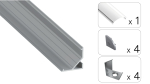 TEKKNI ARRE Set, silver, transparent cover, 2.02 m